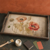 Vintage klaprozen op versleten decoupage tissuepapier