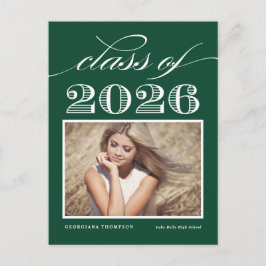 Vintage Klas van 2026 Groene Foto Afstuderen Briefkaart
