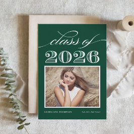 Vintage Klas van 2026 Groene Foto Afstuderen Kaart
