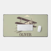 Vintage Klassiek Tweepuntsvliegtuig Gepersonalisee Bureaumat (Keyboard & Muis)