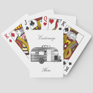 Vintage klassieke caravan met afgeronde caravan pokerkaarten