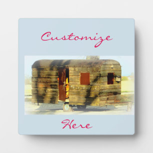 Vintage klassieke verweerde houten caravan fotoplaat