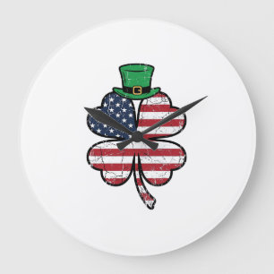 Vintage Klaver Vlag St. Patrick's Dag Grote Klok