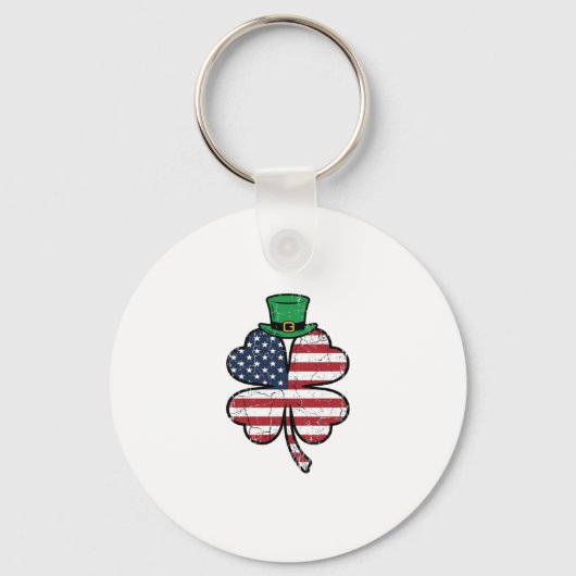 Vintage Klaver Vlag St. Patrick's Dag Sleutelhanger (Voorkant)