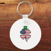 Vintage Klaver Vlag St. Patrick's Dag Sleutelhanger (Voorkant)