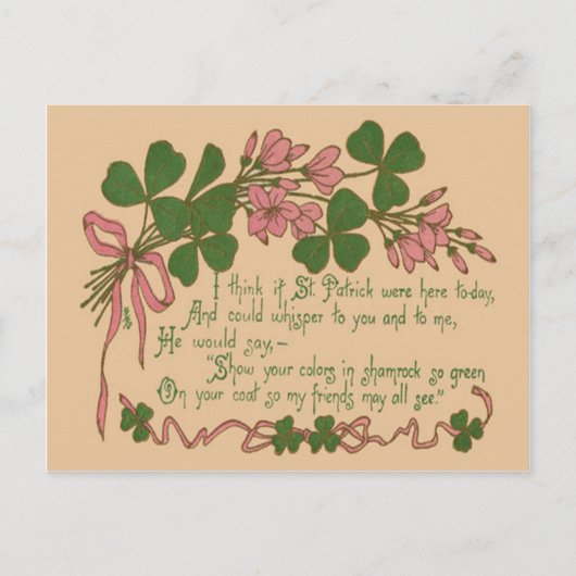 Vintage Klaverplant St. Patrick's Dag Kaart (Voorkant)