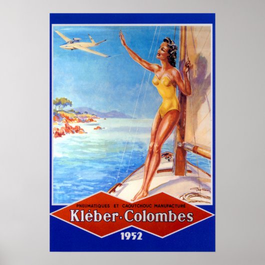 Vintage Kleber-Colombes Airplane Tires Advertiseme Poster (Voorkant)