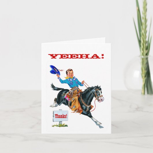 Vintage kleine Cowboy Bedankkaart (Voorkant)