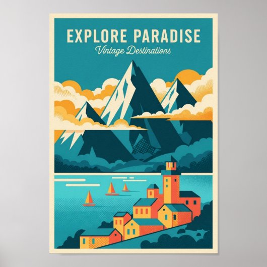 Vintage Kleurrijke Reisposter Afdruk Poster (Voorkant)