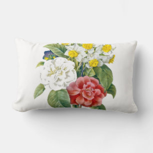 vintage kleurrijke rode, witte, blauwe bloemen Red Kussen