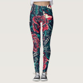 Vintage kleurrijke Tattoos Leggings (Voorkant)