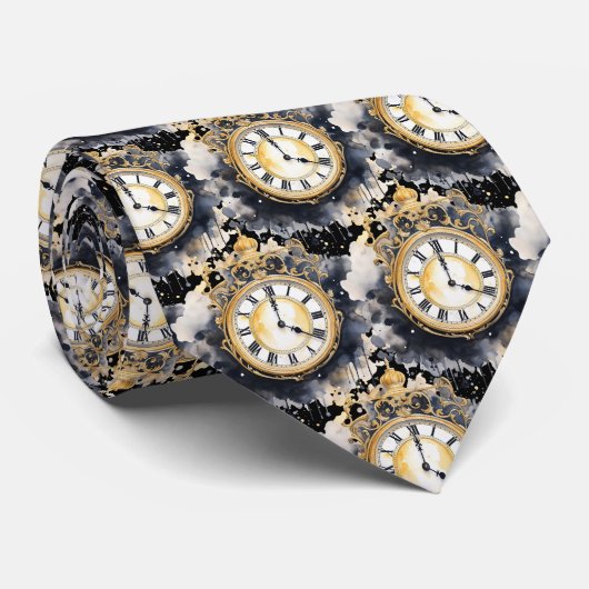Vintage Klok Face Steampunk Halseinde Stropdas (Opgerold)