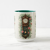 Vintage klok omringd door rozen en wijnranken mok (Midden)