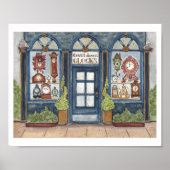 Vintage Klok Waterverf Poster (Voorkant)