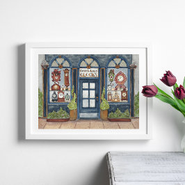 Vintage Klok Waterverf Poster