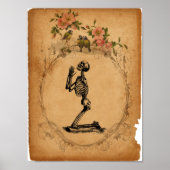 Vintage Kneeling Skeleton Poster (Voorkant)