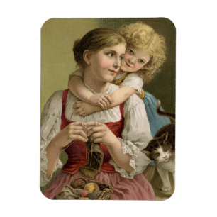 Vintage Knitting moeder Magneet