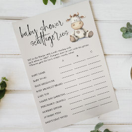 Vintage Knuffeldier Baby Shower Scattegories Spel Flyer