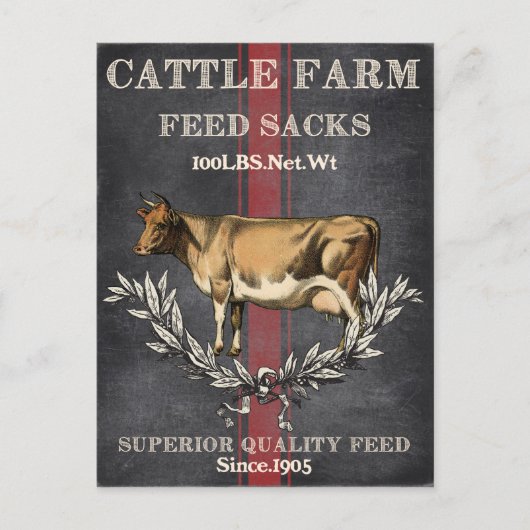 Vintage koe briefkaart voor noodvoeding  (Voorkant)