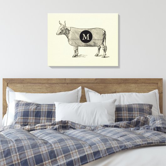 VINTAGE Koe monogram canvas (Insitu (Slaapkamer))