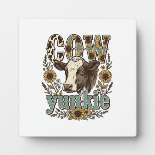 Vintage Koe Yunkie Zonnebloem Boerderij Design_1 Fotoplaat