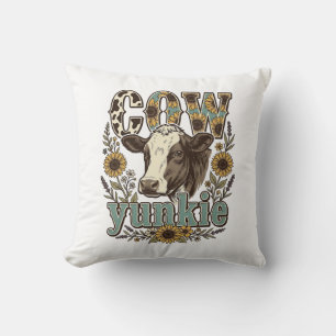 Vintage Koe Yunkie Zonnebloem Boerderij Design_1 Kussen