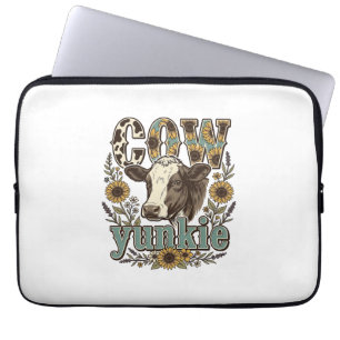 Vintage Koe Yunkie Zonnebloem Boerderij Design_1 Laptop Sleeve