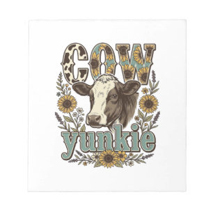 Vintage Koe Yunkie Zonnebloem Boerderij Design_1 Notitieblok