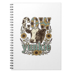 Vintage Koe Yunkie Zonnebloem Boerderij Design_1 Notitieboek