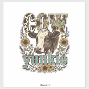 Vintage Koe Yunkie Zonnebloem Boerderij Design_1 Sticker