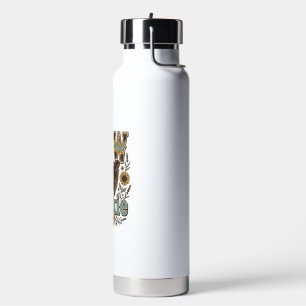 Vintage Koe Yunkie Zonnebloem Boerderij Design_1 Waterfles