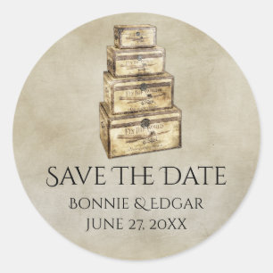 Vintage koffer Save The Date Stickers 