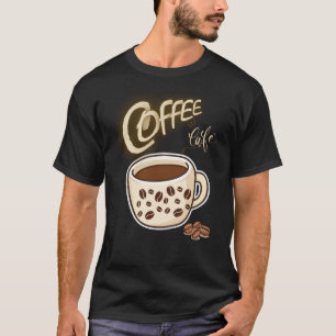 Vintage Koffie Café Mok en Bonen Grafische Illustr T-shirt