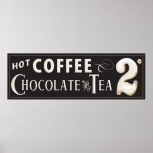 Vintage koffie, chocolade of thee-Poster Poster