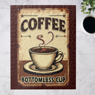 Vintage Koffie Eindeloze Beker Bord  Legpuzzel