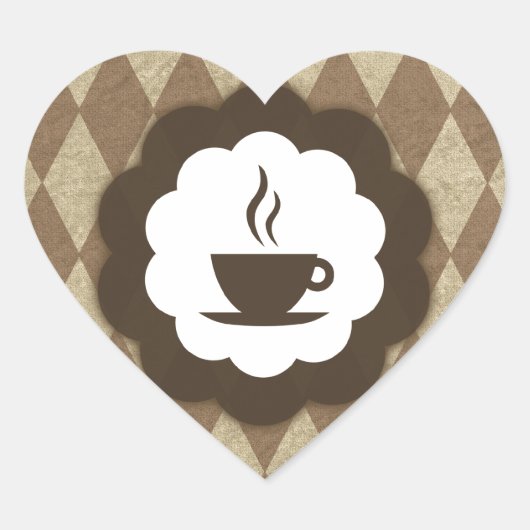 vintage koffie hart sticker (Voorkant)