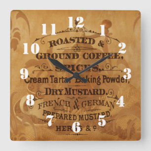 Vintage koffie Onerische keuken ontwerp Vierkante Klok
