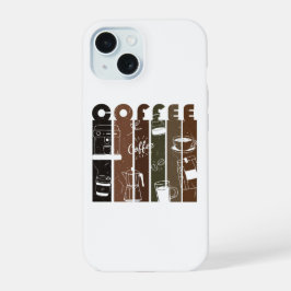 Vintage koffie typografie illustratie handgetekend iPhone 15 case
