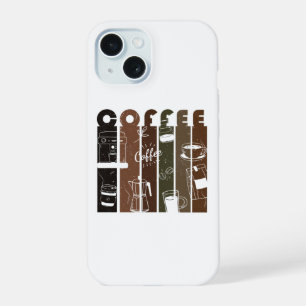 Vintage koffie typografie illustratie handgetekend iPhone 15 case