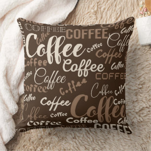 Vintage Koffie Typografie Patroon (3) Kussen