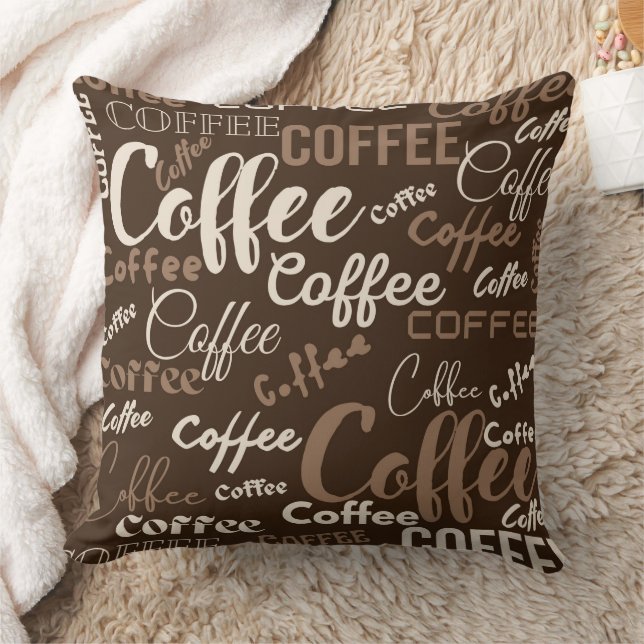 Vintage Koffie Typografie Patroon (3) Kussen (Deken)