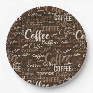 Vintage koffie typografie patroon (3) papieren bordje