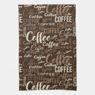 Vintage koffie typografie patroon (3) theedoek