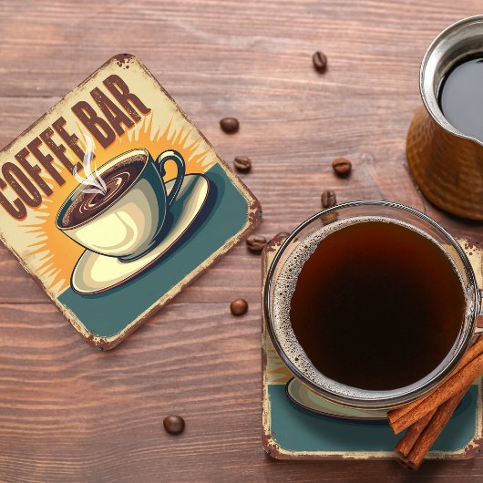 Vintage koffiebar retro bord kartonnen onderzetters