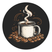Vintage koffiebeker sticker | Retro koffieliefhebb