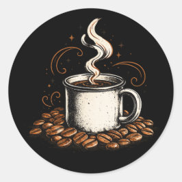 Vintage koffiebeker sticker | Retro koffieliefhebb
