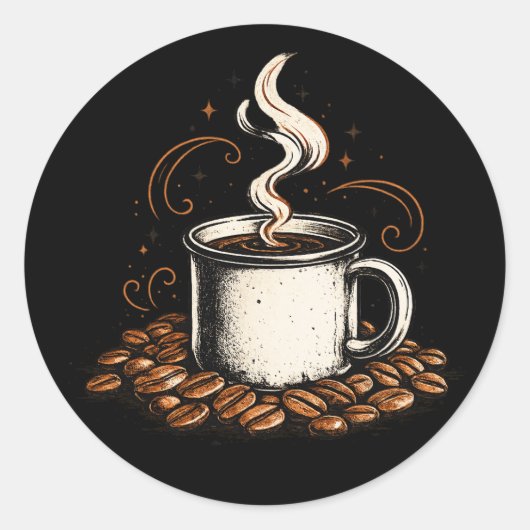 Vintage koffiebeker sticker | Retro koffieliefhebb (Voorkant)