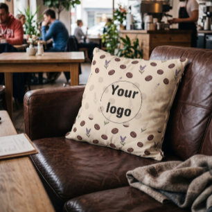 Vintage koffiebonen en lavendel café branding kussen