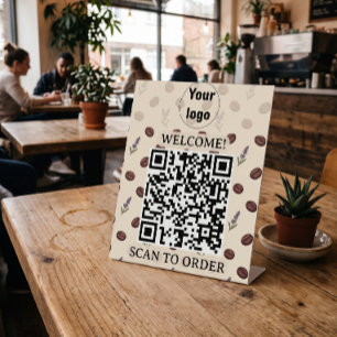 Vintage koffiebonen en lavendel café branding reclamebord met voetstuk