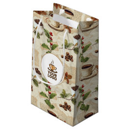Vintage koffiebonen & koppatroon winkel merklogo klein cadeauzakje